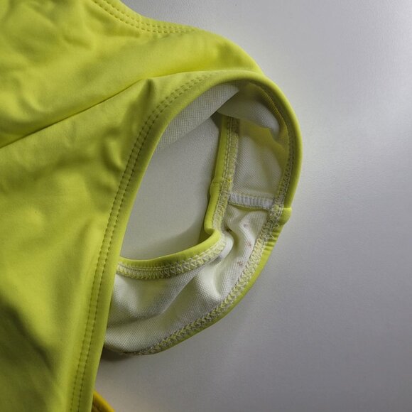 Yellow One Shoulder Swimsuit Block Colors Cutout Side‎ Womens Large Neon Bright - Picture 5 of 13